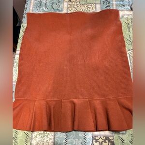 Express Orange Pencil Skirt with Ruffle Hem